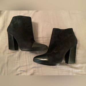 Black suede and leather Tory Burch ankle boots